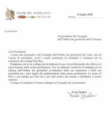 Scomparsa di Pino Rea: lettera di cordoglio da Odg Lazio